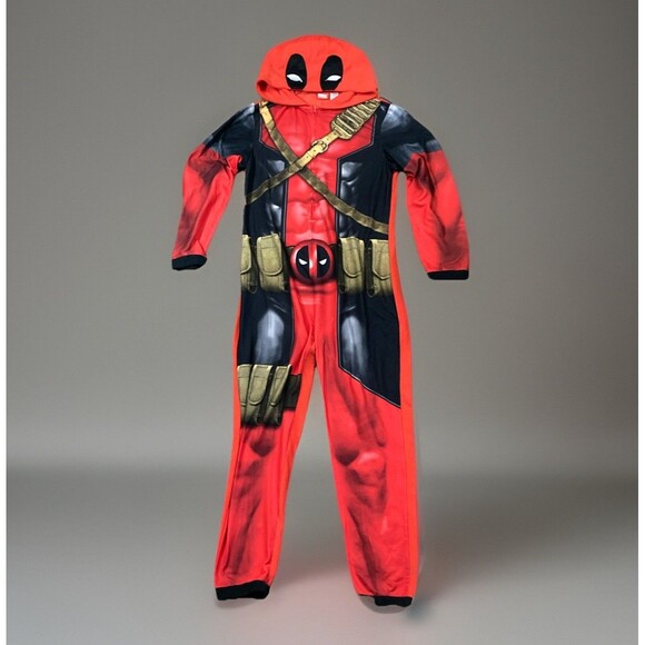 MARVEL Adult Deadpool Hooded 1 Piece Union Suit Pajamas Costume Cosplay Size M - Picture 1 of 14